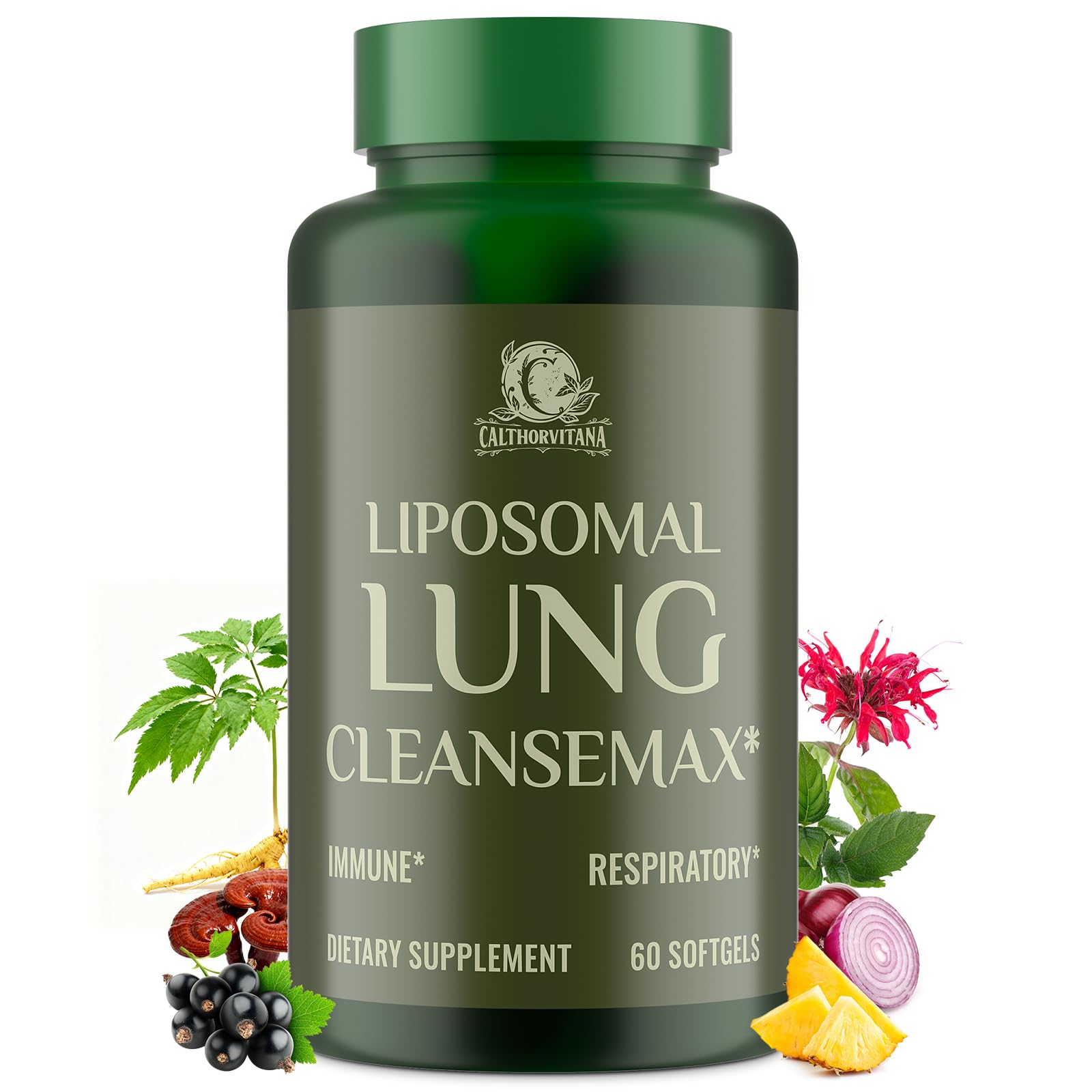 Liposomal Lung Cleansemax Supplement with Mullein Leaf Extract Elderberry Fruit Extract Quercetin 13 Herbs Vitamins Enhanced Absorption Refreshing