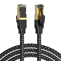 Vista 1 de Cable Ethernet Cat 8, 1.5 pies (paquete de 5), cable de red Cat8 trenzado de alta velocidad de 40 Gbps 2000 Mhz, cables LAN RJ45 blindados