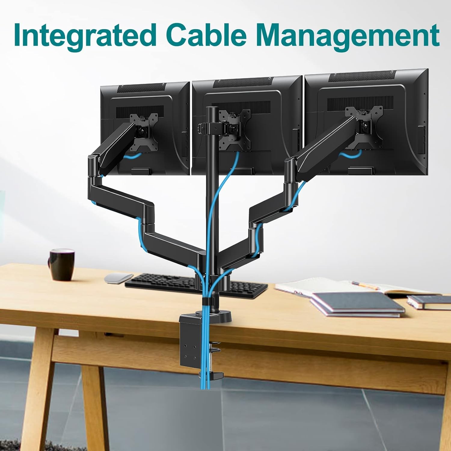 MOUNT PRO Triple Monitor Desk Mount - Articulating Gas Spring Monitor Arm, Removable VESA Mount Desk Stand with Clamp and Grommet Base - Fits 13 to 27 Inch LCD Computer Monitors, VESA 75x75, 100x100 : Everything Else