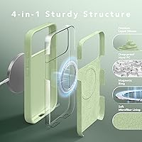 Vista 1352 de GONEZ Funda de silicona para iPhone 15 Pro Max, compatible con Magsafe, protector de cámara + protector de pantalla, forro de microfibra suave Negro