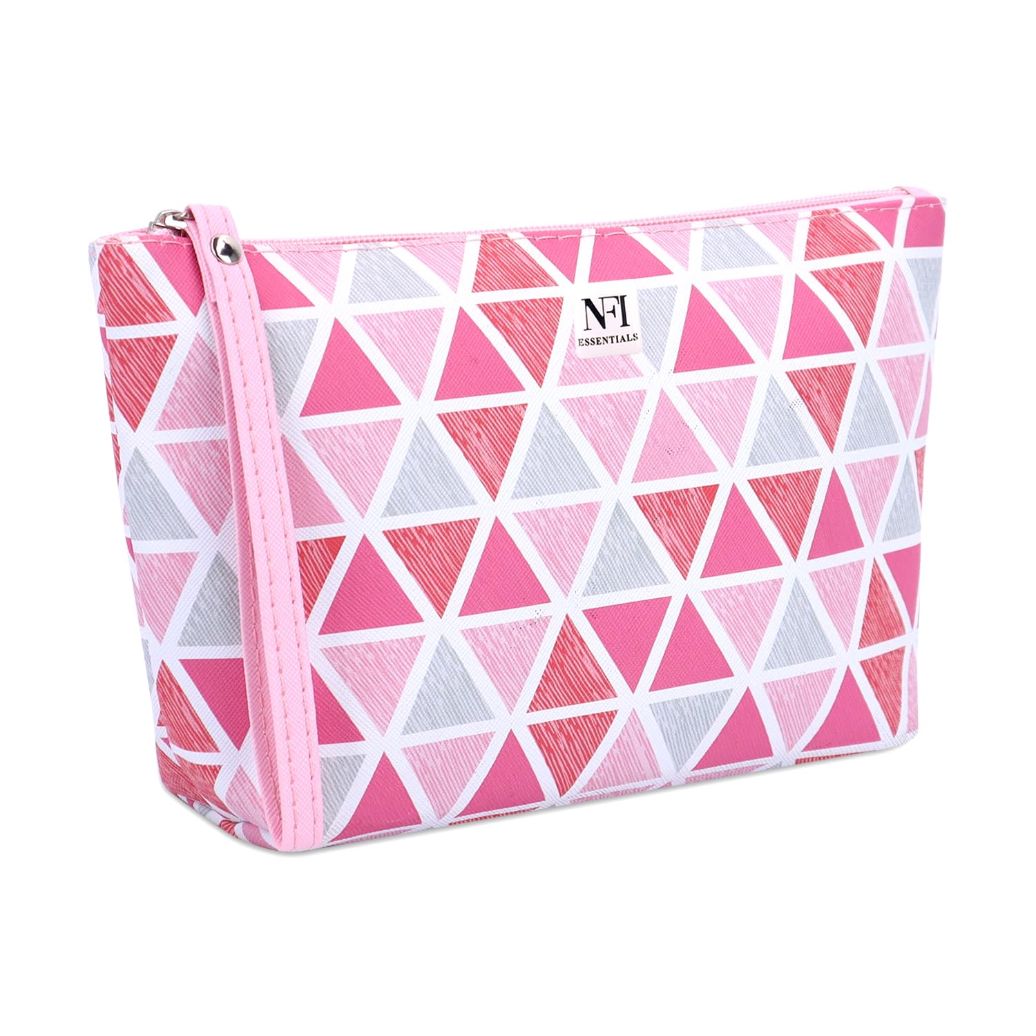 NFI essentialsMakeup Bag Travel Make Up Organizer Cosmetic Pouch for Women Geometric Toiletry Bag Travel Zipper Pouch Makeup Pouch for Purse