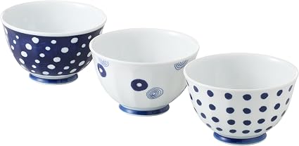 西海陶器(Saikaitoki) 波佐見焼 軽量 ミニ 丼ぶり セット 藍丸紋柄 直径13.5cm 13305