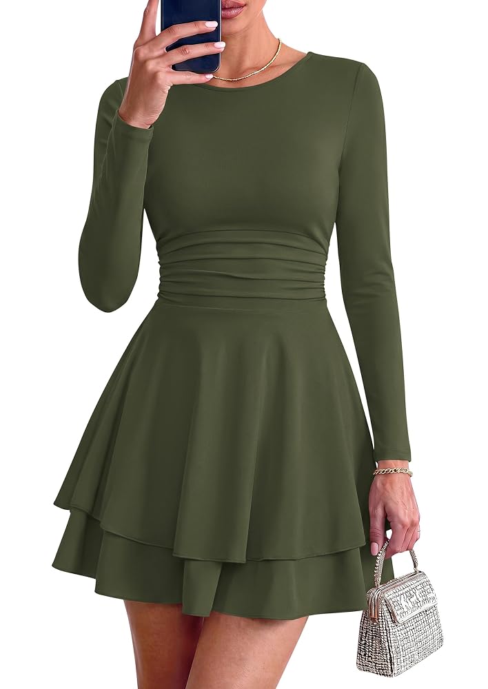 PRETTYGARDEN Womens Long Sleeve Mini Dress