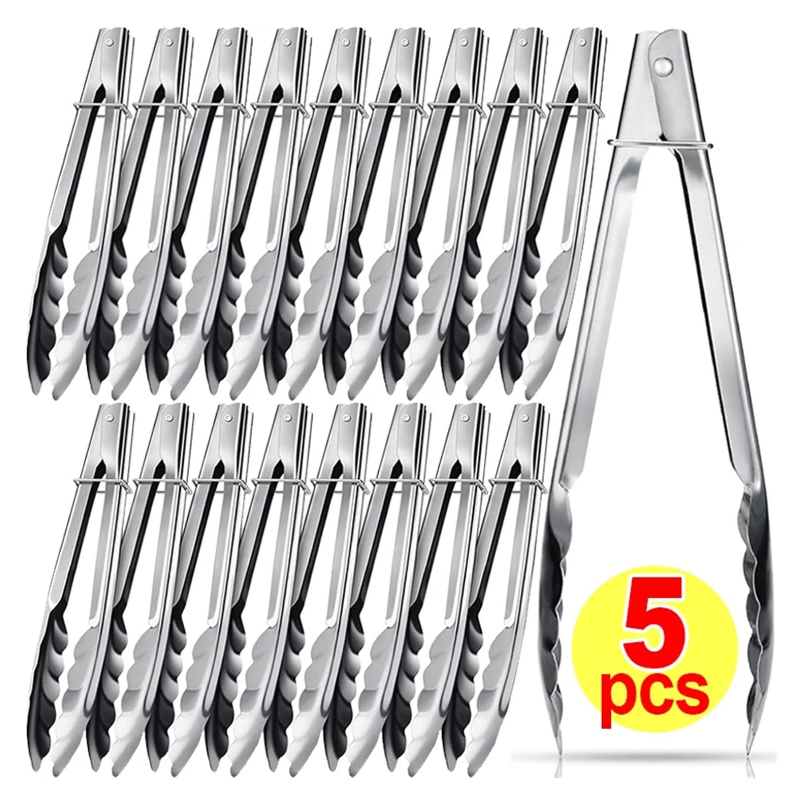 Pince à salade Pinces à aliments en acier inoxydable, 5/1 pièces, for glaçons, salade, pain, outils de cuisson(Mixed- 5pcs)