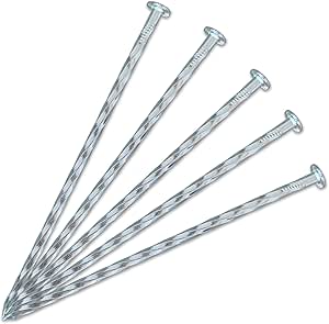 EISENSP 50 Pack 6.3" Solid Galvanized Non-Rust Metal Garden Stakes, Spiral Landscape Edging Spikes/Anchors for Paver Edging, Weed Barriers, Turf, House Construction, Carpentry Nail, Tent