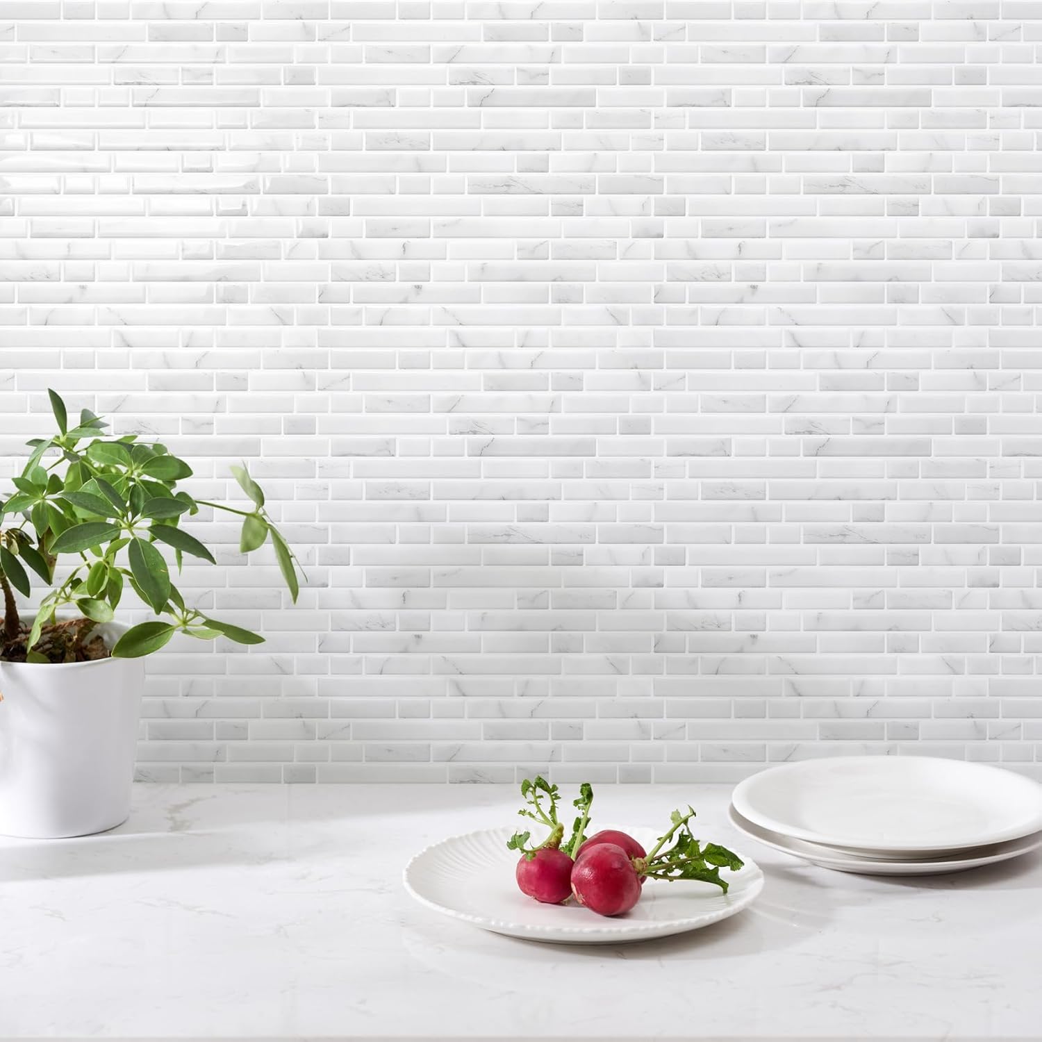 STICKGOO Peel and Stick Backsplash - 10 Sheets of 12”×12” - 3D Self Adhesive Peel and Stick Tile Backsplash for Kitchen & Bathroom