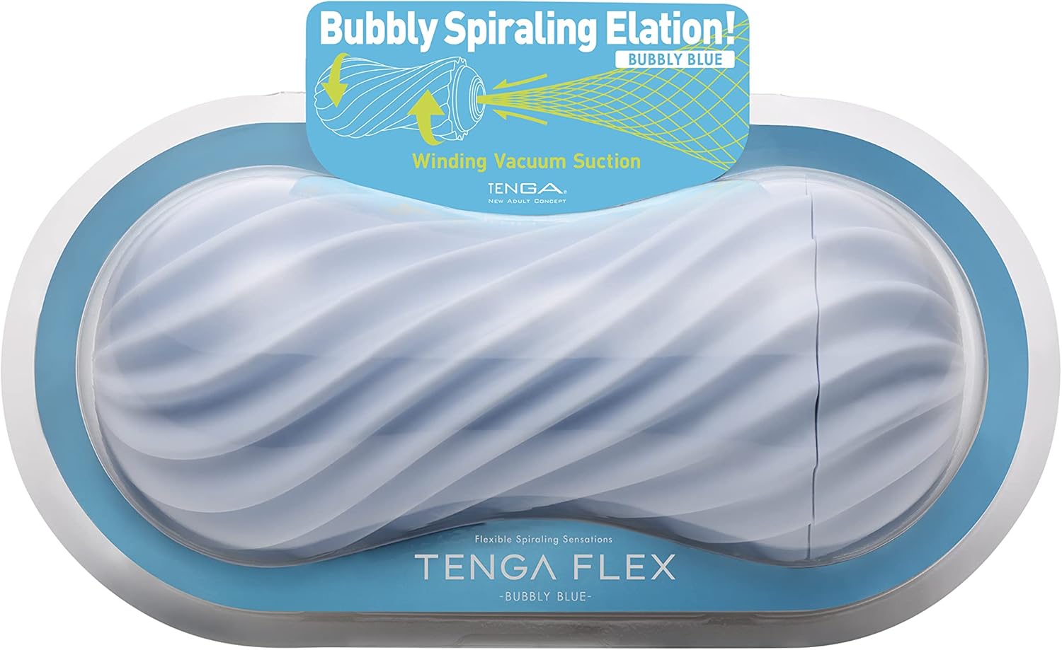 TENGA Flex Reusable, Manual, Twisting Motion, Male Masturbator, Bubbly Blue