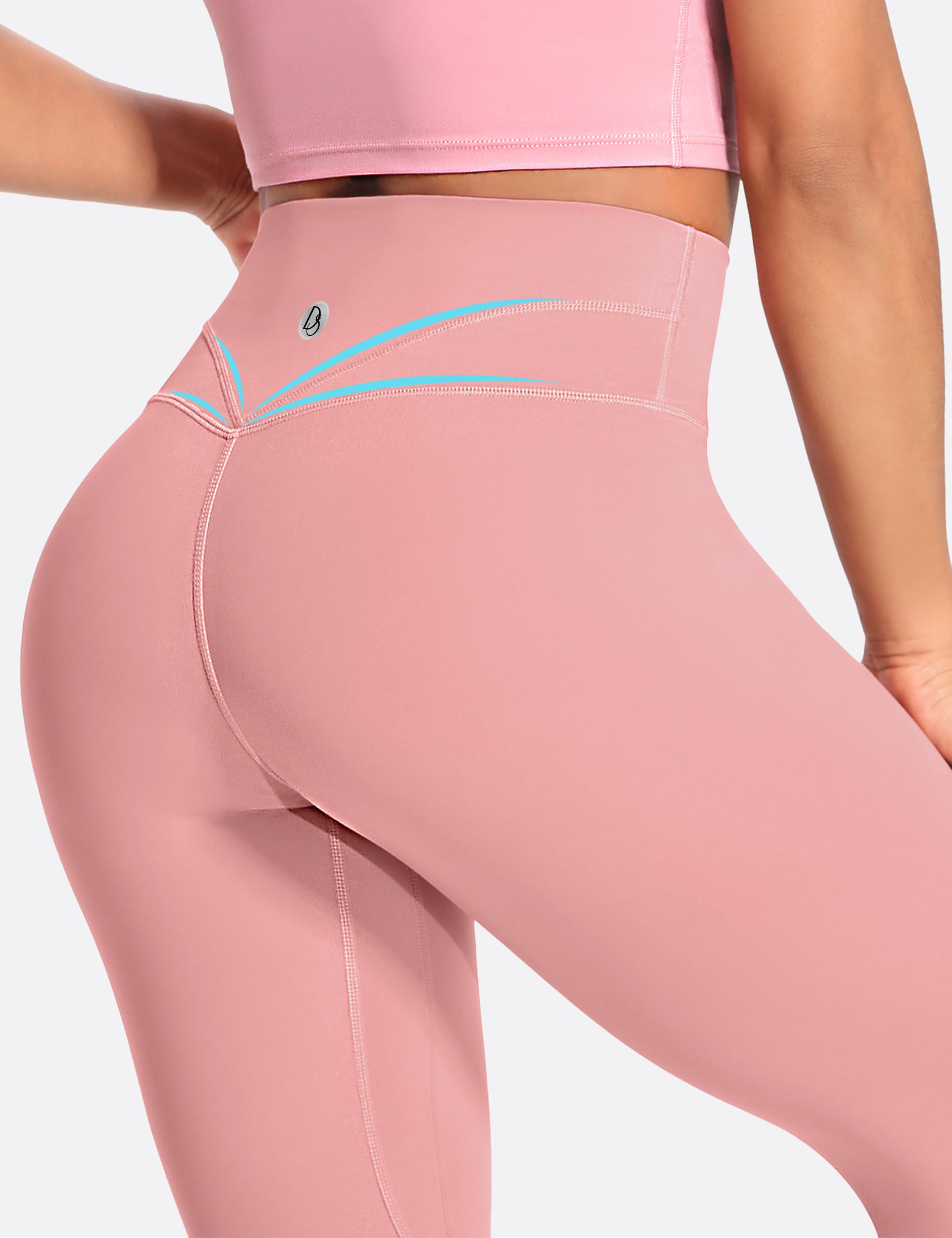 Desol 25”/28” Yoga Leggings with Pockets for Women, Fleece Lined High Waisted Workout Pants, Tummy Control Butt Lifting D-Pink