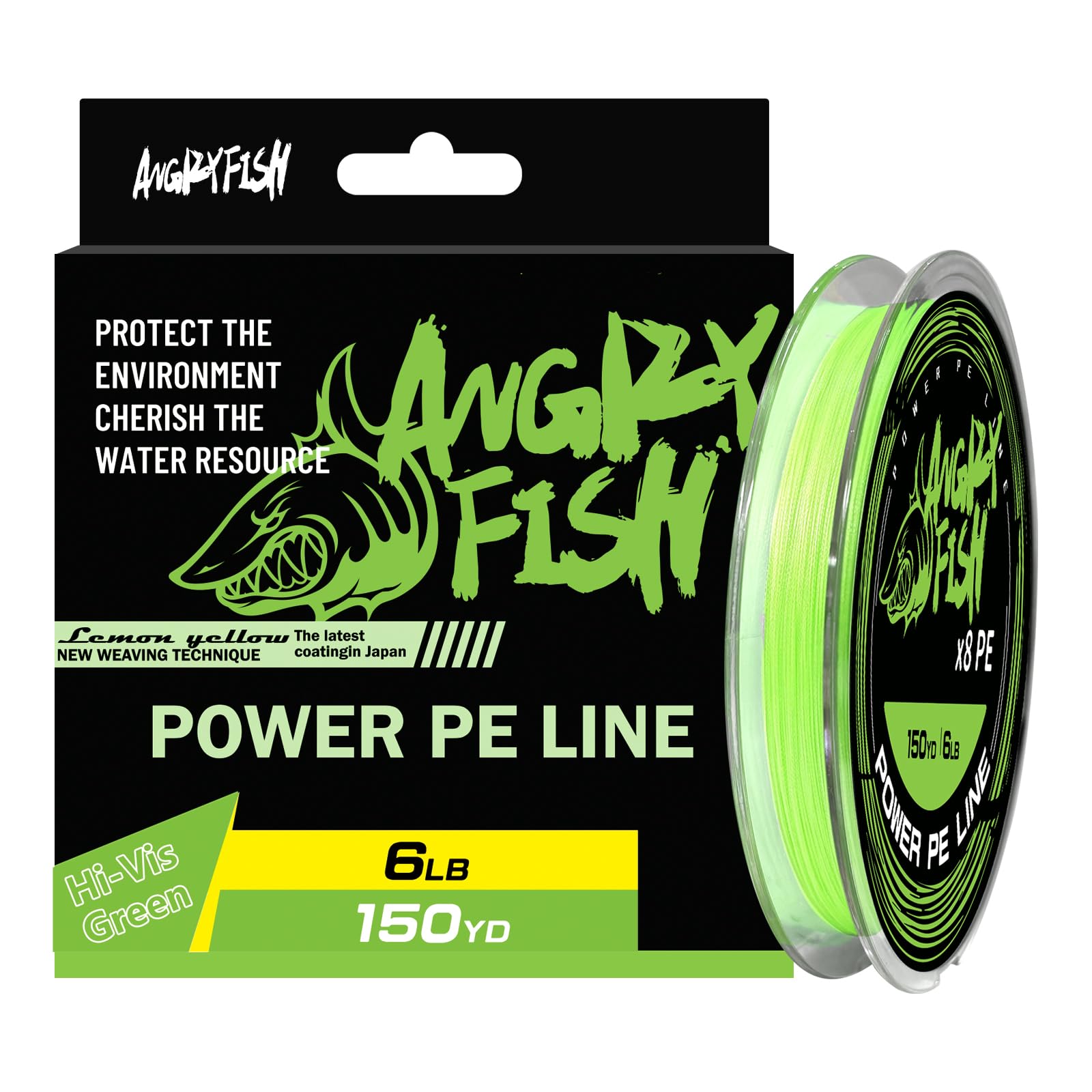ANGRYFISH 8 Strand Braided Fishing Line, Hi Vis PE Fishing Line, 6LB-50LB
