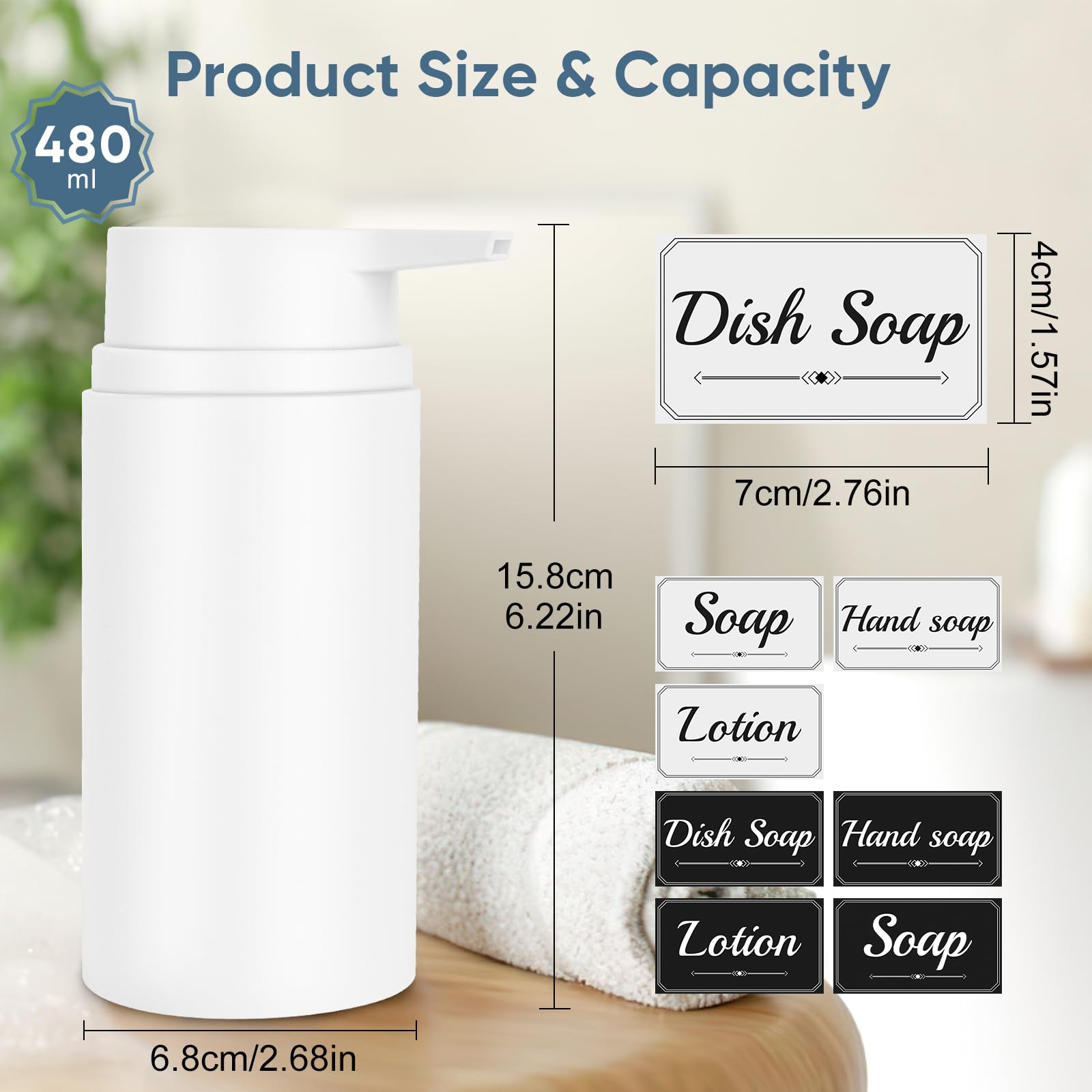 Topsky Confezione da 2 dispenser di sapone in vetro con pompa in