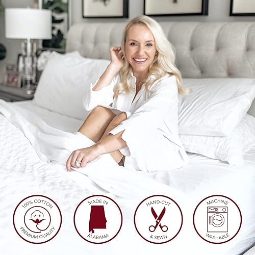 Miniatura 3 de Red Land Cotton Juego de sábanas de lujo 100% algodón cultivado en Estados Unidos Premium Hotel ultra ligero 4 piezas fabricado en Estados Unidos,