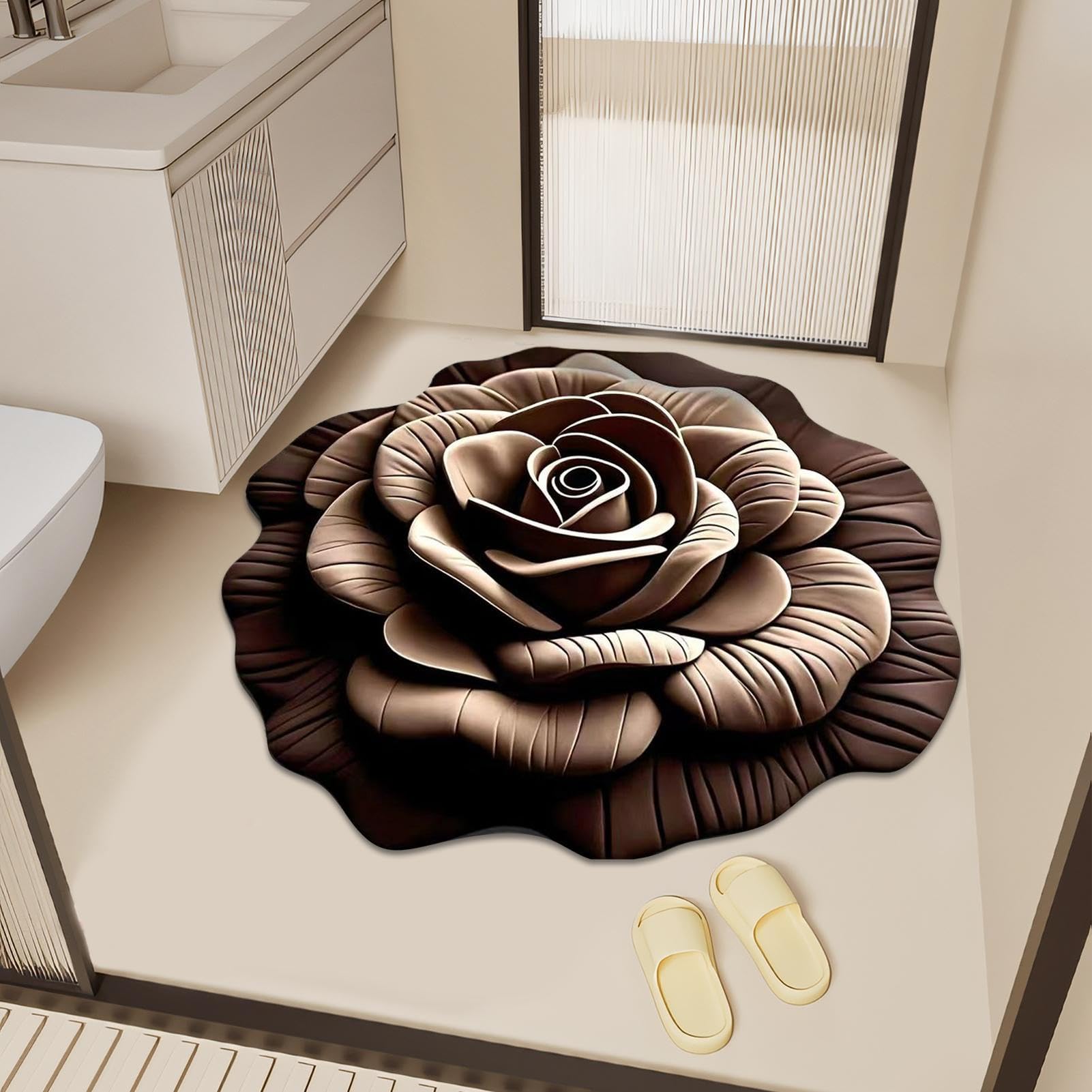 Alfombrillas de Baño Antideslizantes Alfombra De Ducha Con Diseño Floral 3D | Felpudo Reutilizable para Entrada Pasillos Puertas