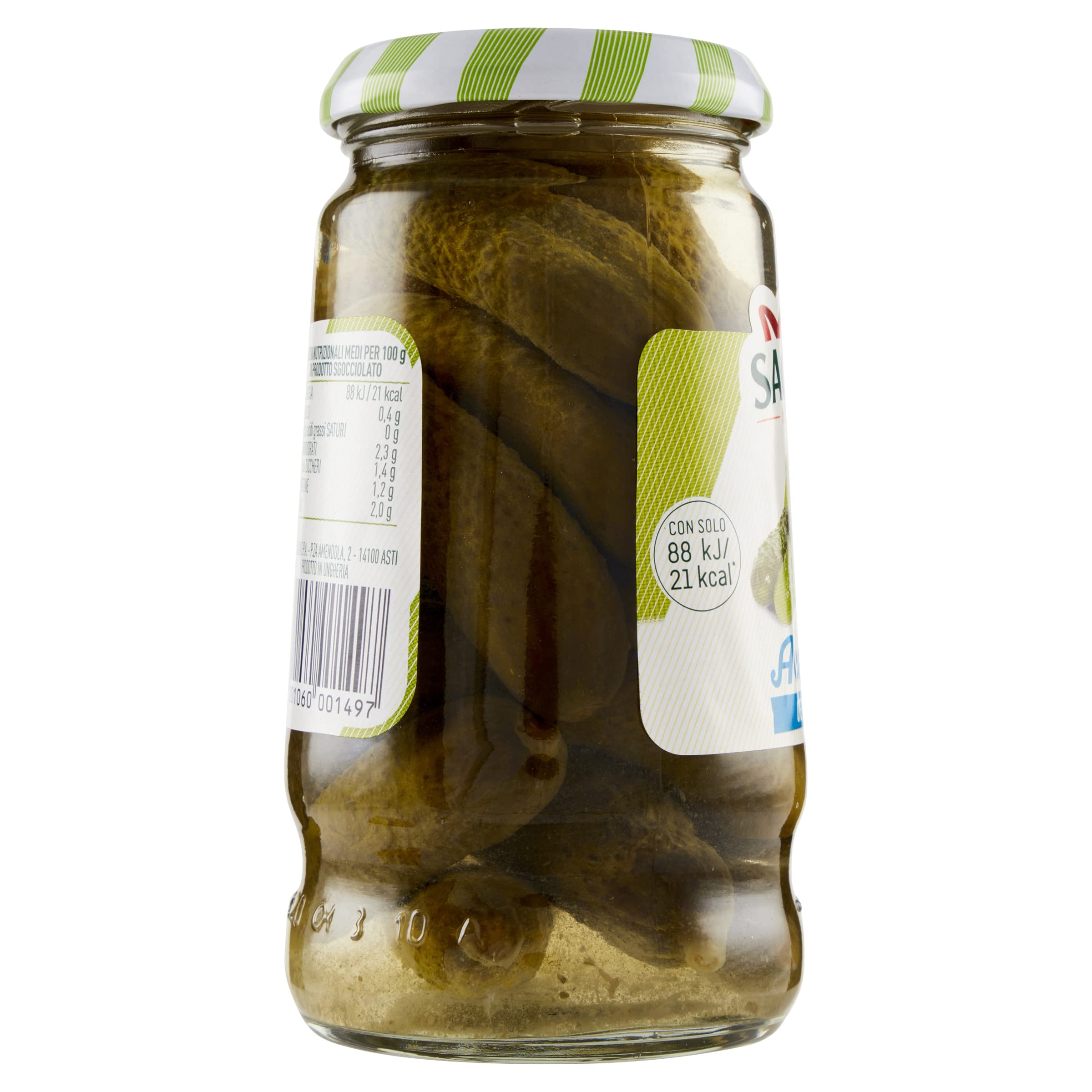 Saclà, Acetelli, Cetrioli All'Aceto di Vino, Ideali per Aperitivo, Antipasti e Insalate, Vaso Vetro, 290g (150g sgocciolato), Confezione da 12 pezzi