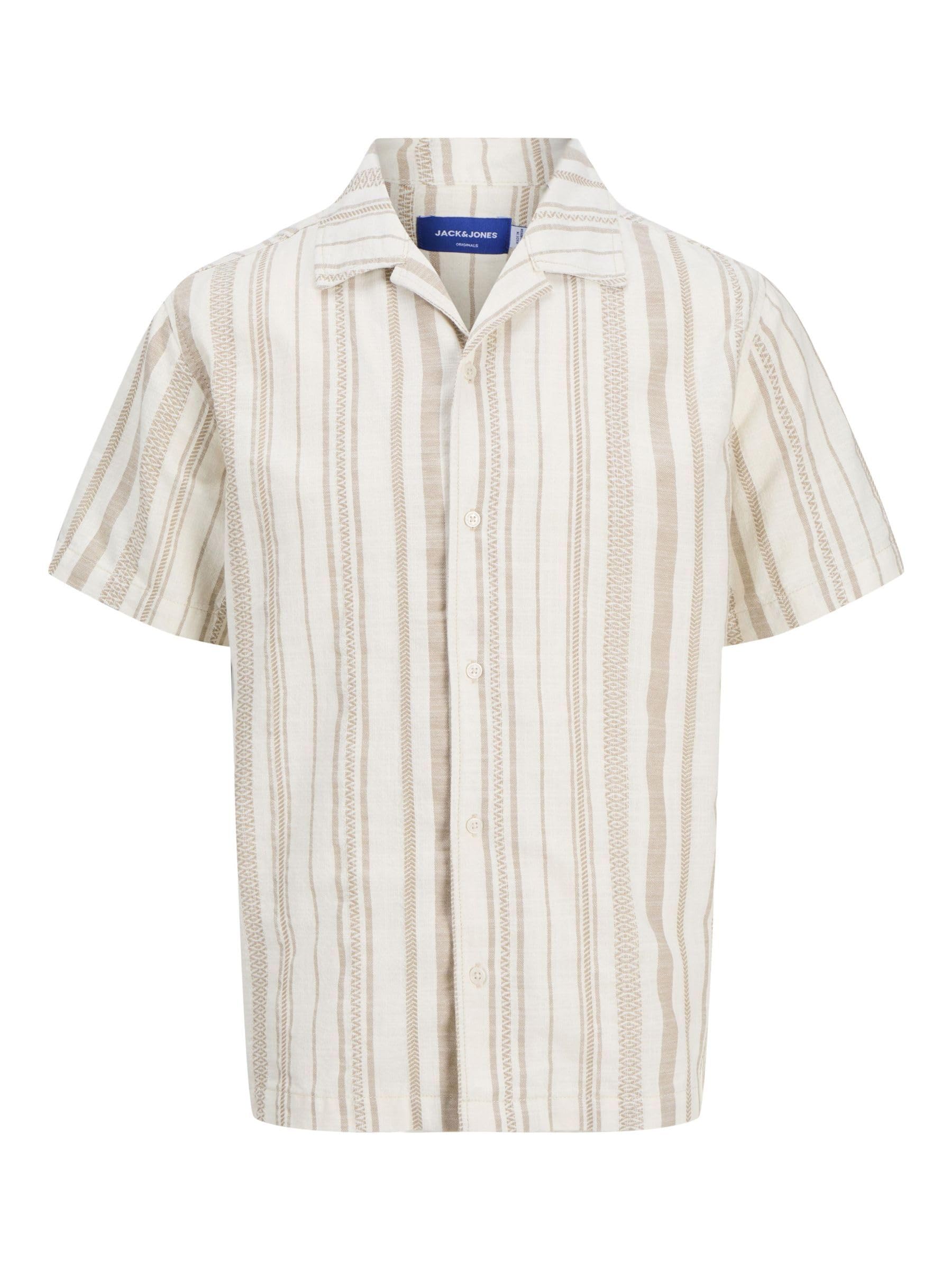 JACK & JONES Men's Jorluke Boheme Resort Shirt SS, Ecru, L