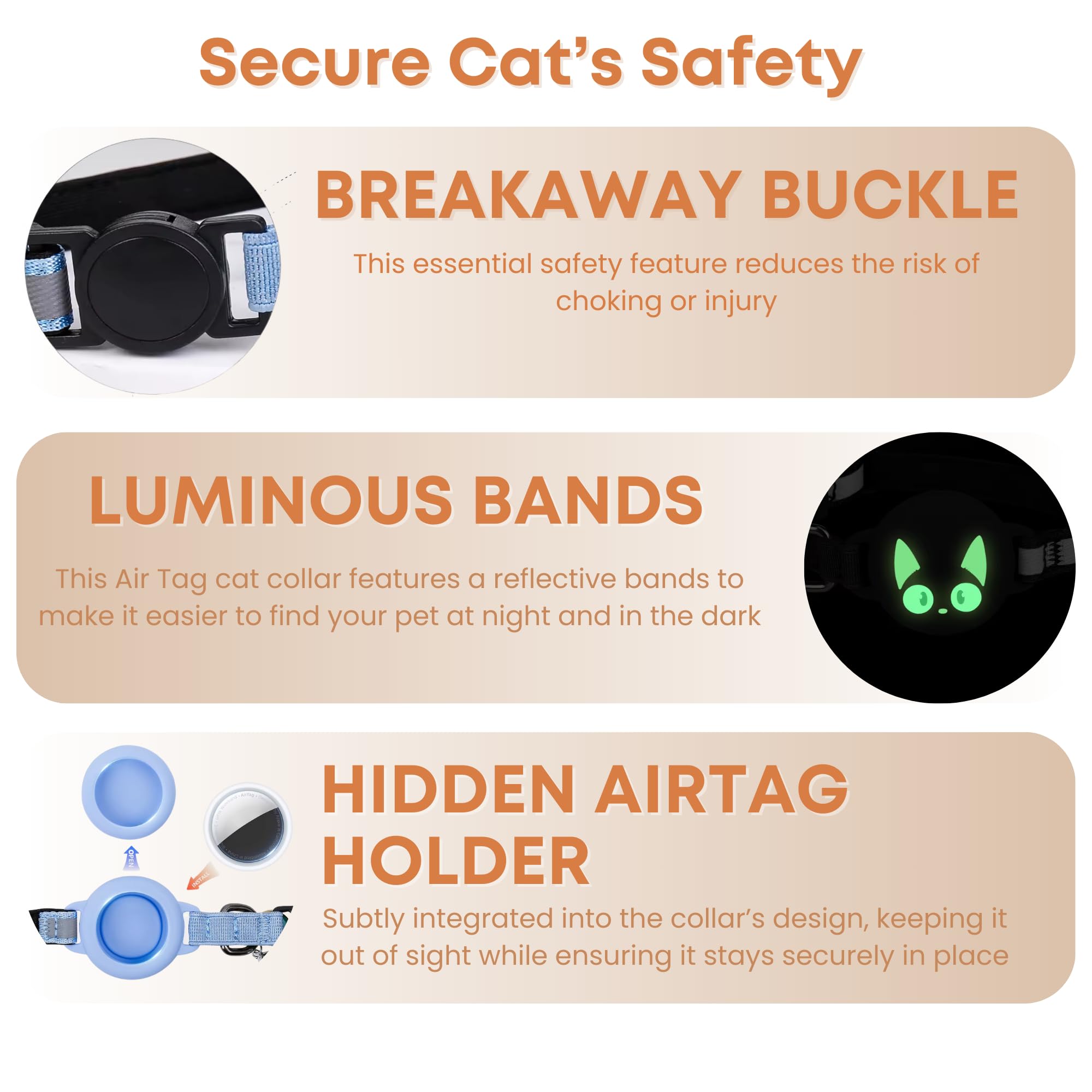 Kittytag Purple Reflective Airtag Cat Collar With Air Tag Holder And Bell, Quick Release, Compatible With Airtag And Iphone - Image 3