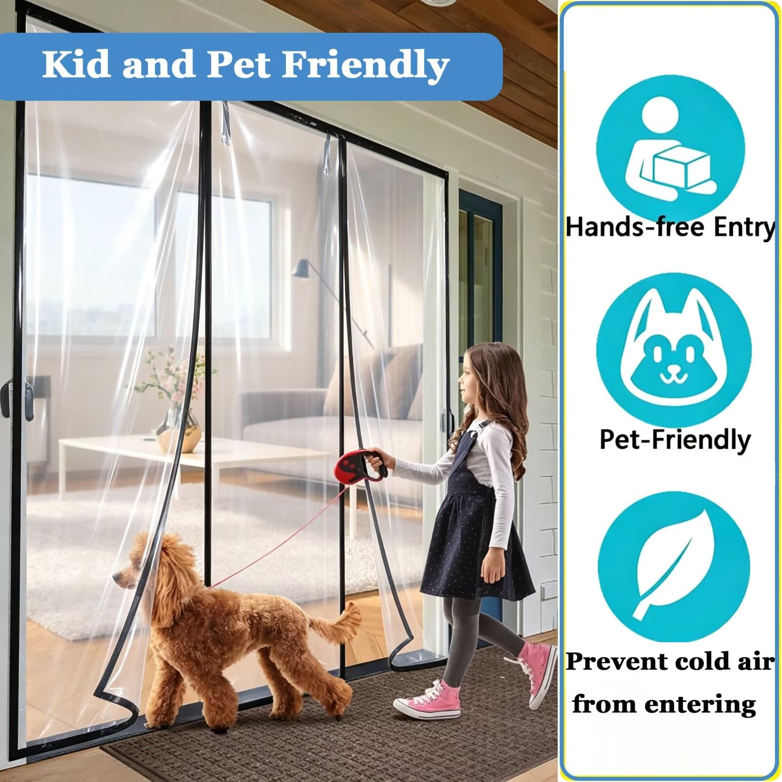 Tenda trasparente in EVA isolante per porta W215xH280cm nero