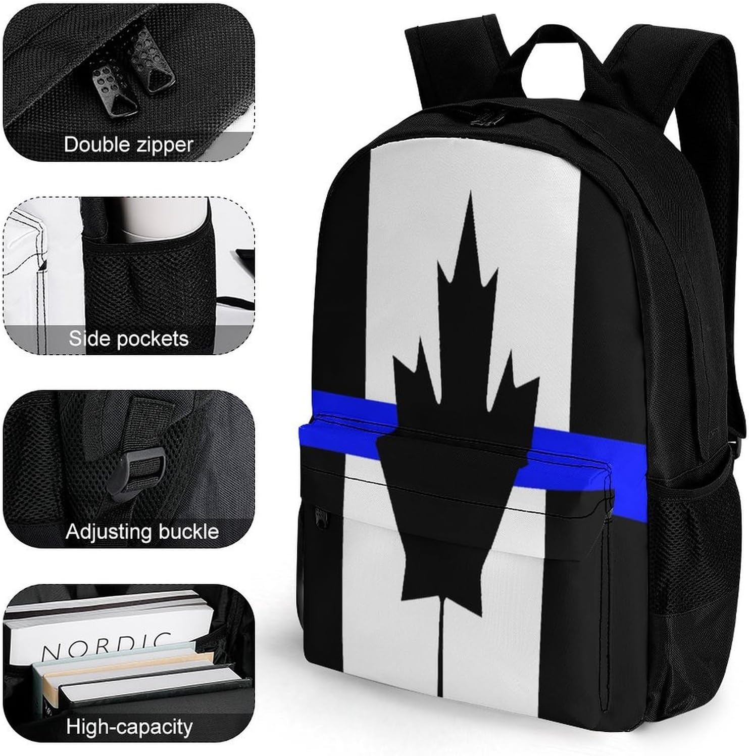 Thin Line Canada Flag Backpack Lightweight Backpacks Work Bag