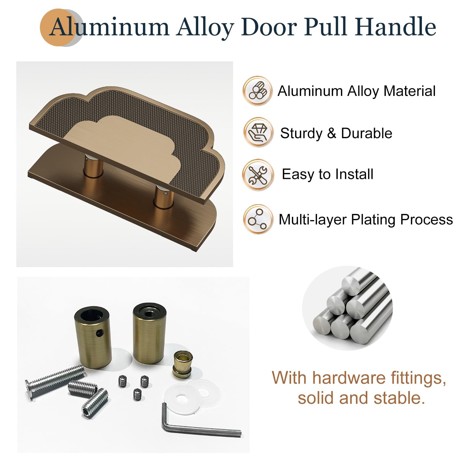 Solidny aluminiowy uchwyt do drzwi przesuwnych - dwustronny uchwyt do drzwi tarasowych, w kształcie kwiatu, do użytku domowego i komercyjnego, 400 mm (brązowe wykończenie)