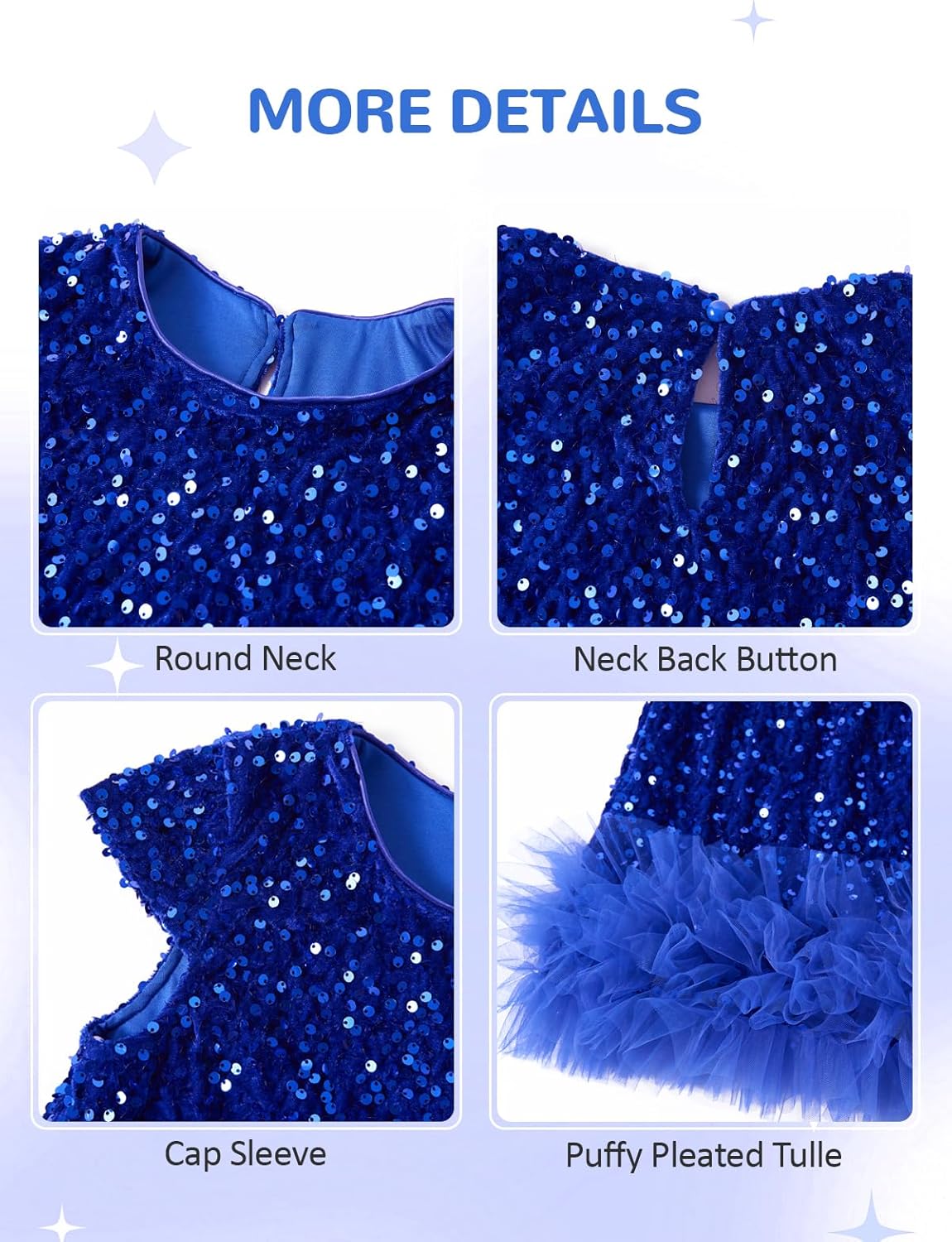 Miipat Toddler Girls Sequin Dress Sparkly Gown Party Dresses Little Kids A-Line Velvet Dress - Image 5