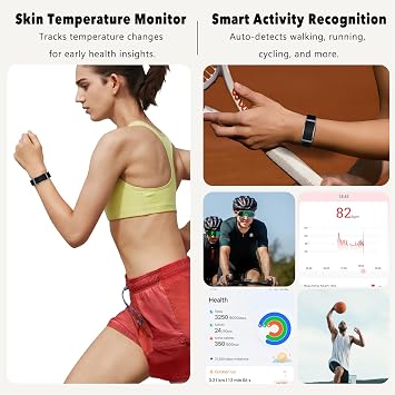 Smart Bracelet Fitness Tracker, 100+ Sport Modes with Continuous Heart Rate Blood Oxygen Sleep Monitor 24h,  with a Free Armband, Black