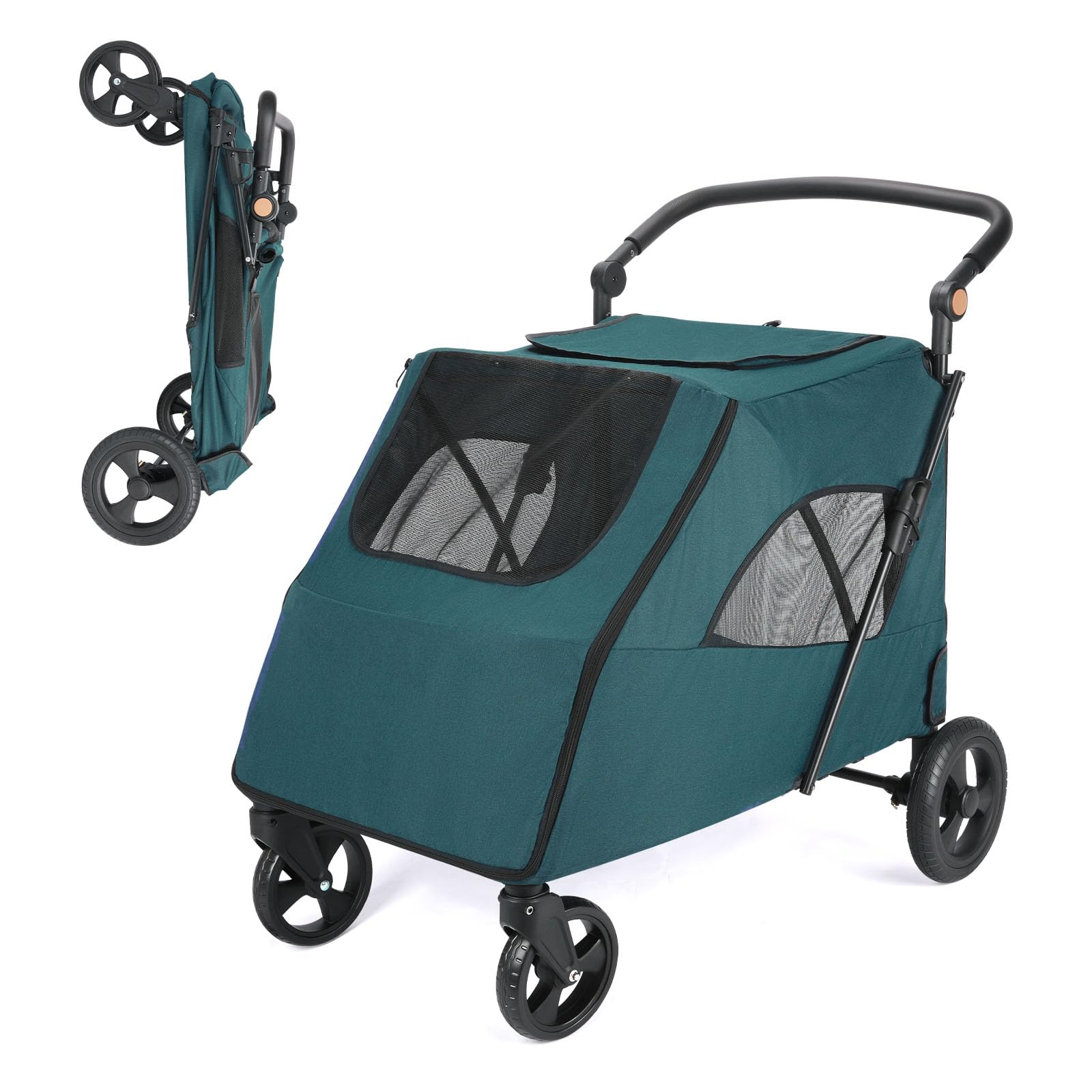 Dog Stroller for Large Dogs with 4 Heavy Duty Wheels - Pet Stroller for 2 Cats,Jogger Wagon with Adjustable Handle Back Door for Medium Large Dogs up to 120Ibs