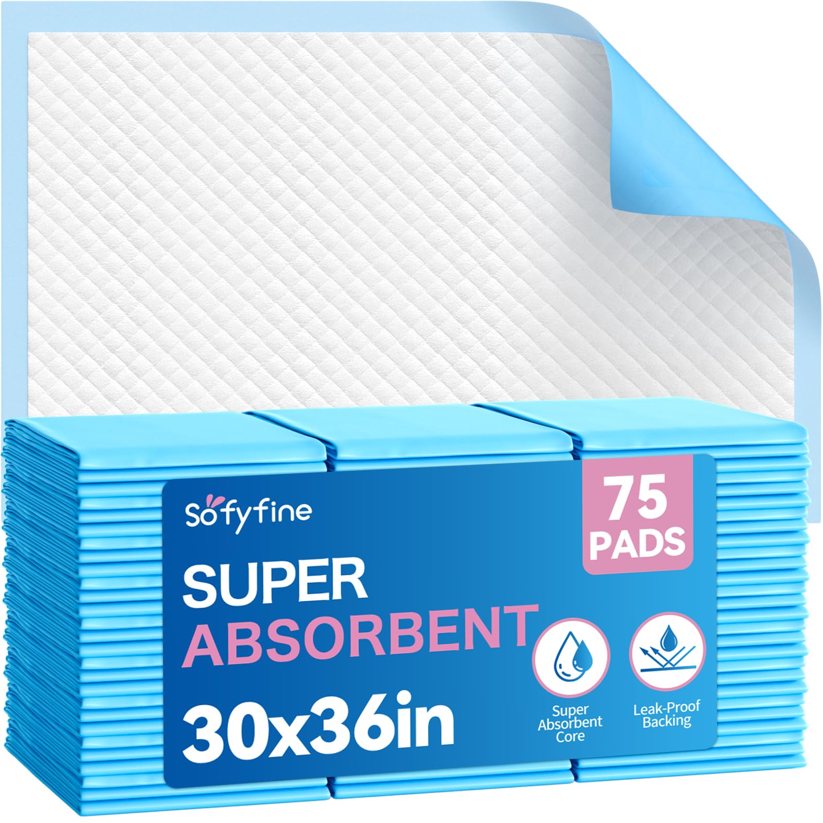 Disposable Bed Pads 30" x 36" [75 Count] Adult Incontinence Underpads, Heavy Duty Absorbent Pee Pad, XL Chucks Leakproof, Extra Large Puppy Training Pad, Waterproof Baby Changing Pad-image-26