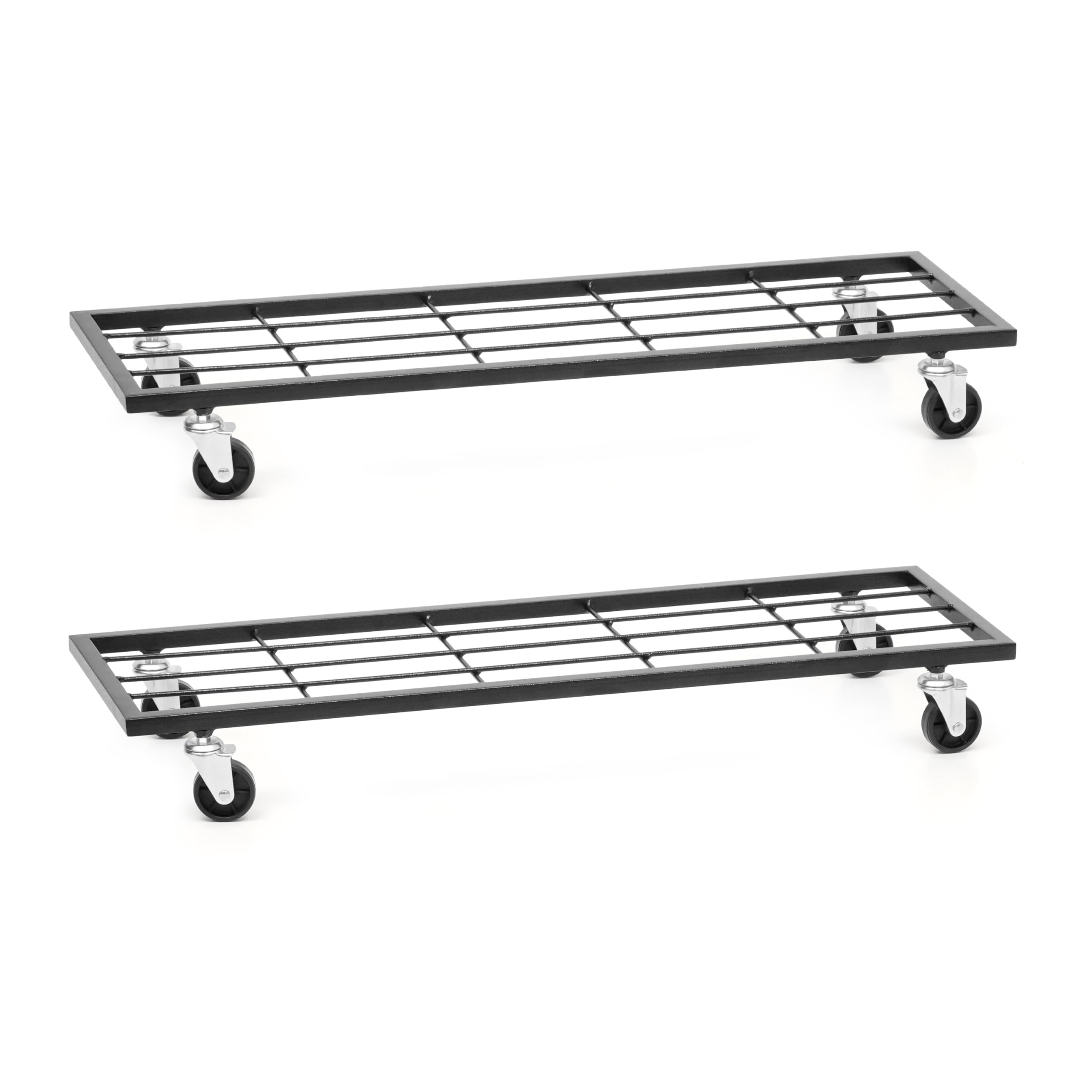 Livzing 29-Inches Metal Plant Stand with Wheels-Flower Pot Stand-Indoor/Outdoor Gamla Holder for Balcony-Rectangular Planter Stands for Home-Garden-Living Room-Heavy Duty Powder Coating-(Set of 2)