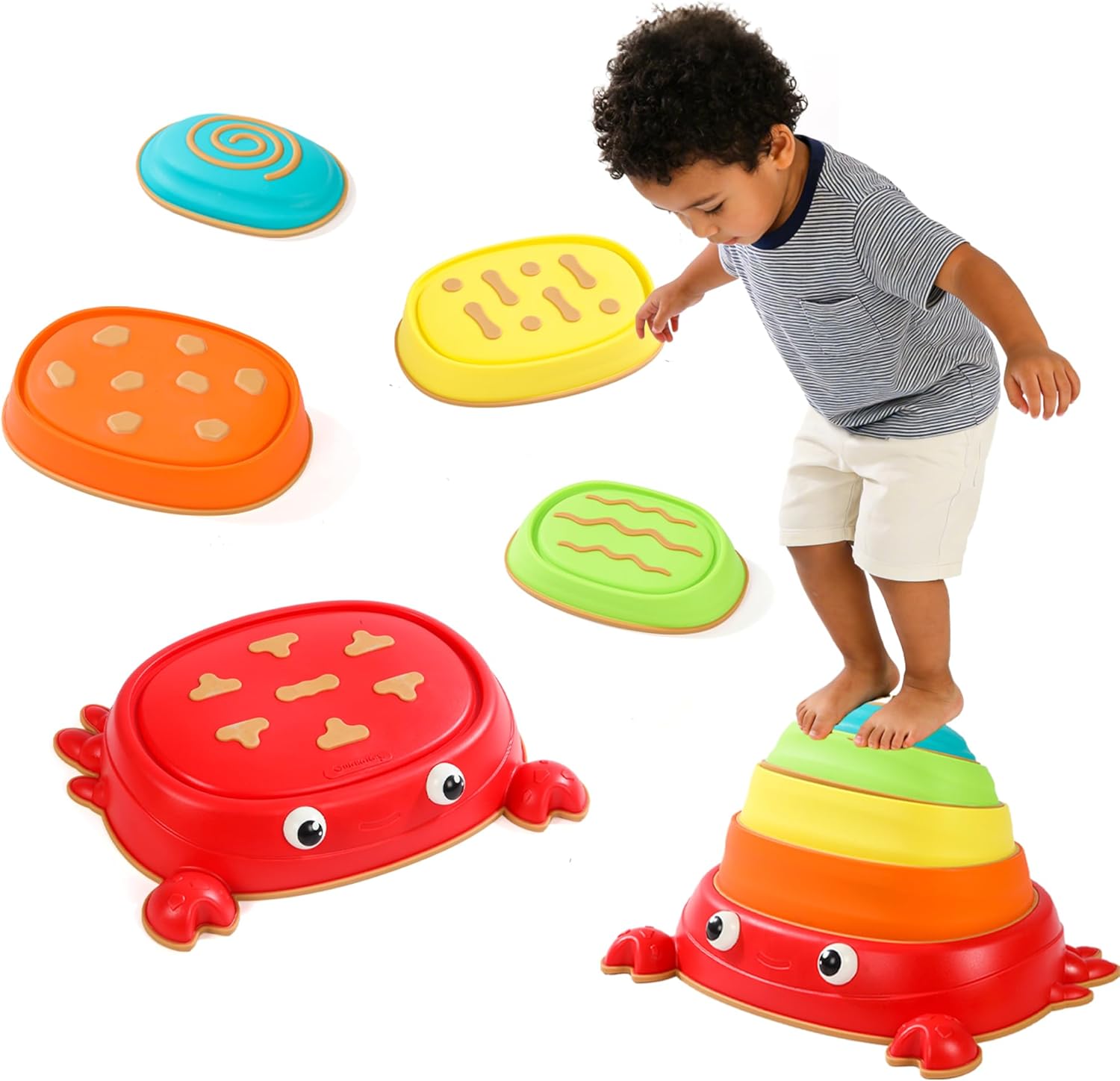 makarci Crab Stepping Stones for Kids,5pcs Double Anti-Slip Balance Sensory Stepping Stones Promoting Toddlers’ Sensory and Coordination Development，Indoor and Outdoor Play for Kids 3-8