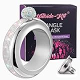 Hillside-Kit Bracelet Bangle Flask Handmade Crystal Lid Creative 304 Stainless Steel Flask Gift For Women Girls Men Party Flask Hidden Flask Bracelet Funnel Set 3.5oz