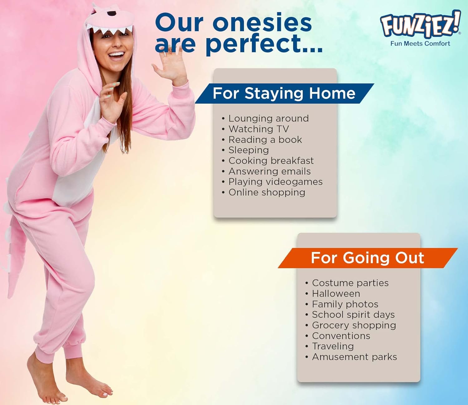 Funziez! Slim Fit Adult Onesie - Animal Halloween Costume - Plush Fruit One Piece Cosplay Suit for Women and Men - Image 5