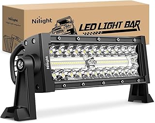 Nilight LED Light Bar 9.5 Inch Triple Row Spot Flood Combo 64LEDs Lights Fog Driving Work Backup Bumper Lighting for Off-Road Truck SUV ATV UTV