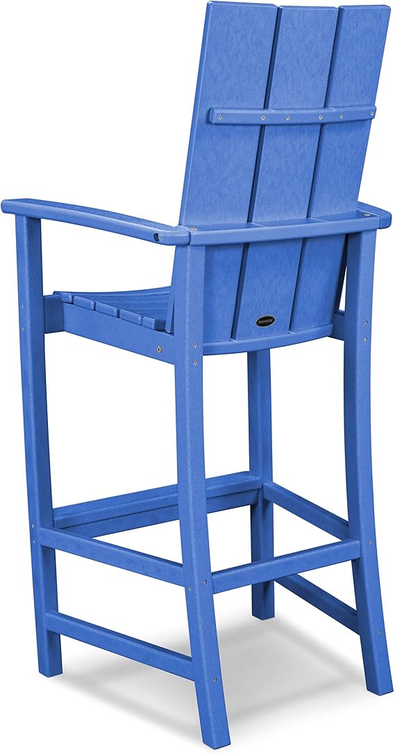 POLYWOOD Modern Adirondack Bar Chair, Pacific Blue