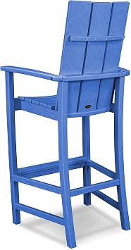 POLYWOOD Modern Adirondack Bar Chair, Pacific Blue