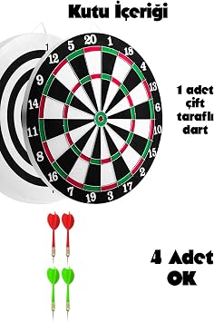 Çift Taraflı Dart Tahtası Seti Çelik Oklu Dart Hedef Tahtası Oyunu Takımı Dart Seti (12 İnç - 30 cm)