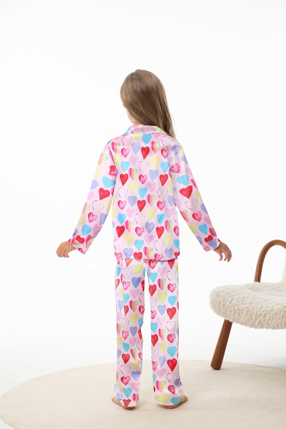 CARETOO Girls Pajamas 3 Piece Satin Long Sleeve Long Pants with Shorts PJs Set for Girls Kids Sleepwear 3-10 Years - Image 5