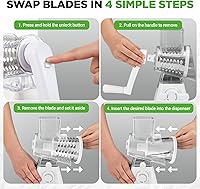 Vista 3 de Nutrichef 3 in 1 Cheese Grater & Shredder Strong Suction Base, Rotary Handle with Safety Lock Includes Hand Crank & 3 Drum Blades for 3