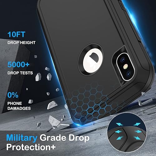 Miniatura 3 de KECAI Funda para iPhone XiPhone Xs con 2 protectores de pantalla + 2 protectores de lente de cámara, resistente a caídas y golpes, 3 capas de