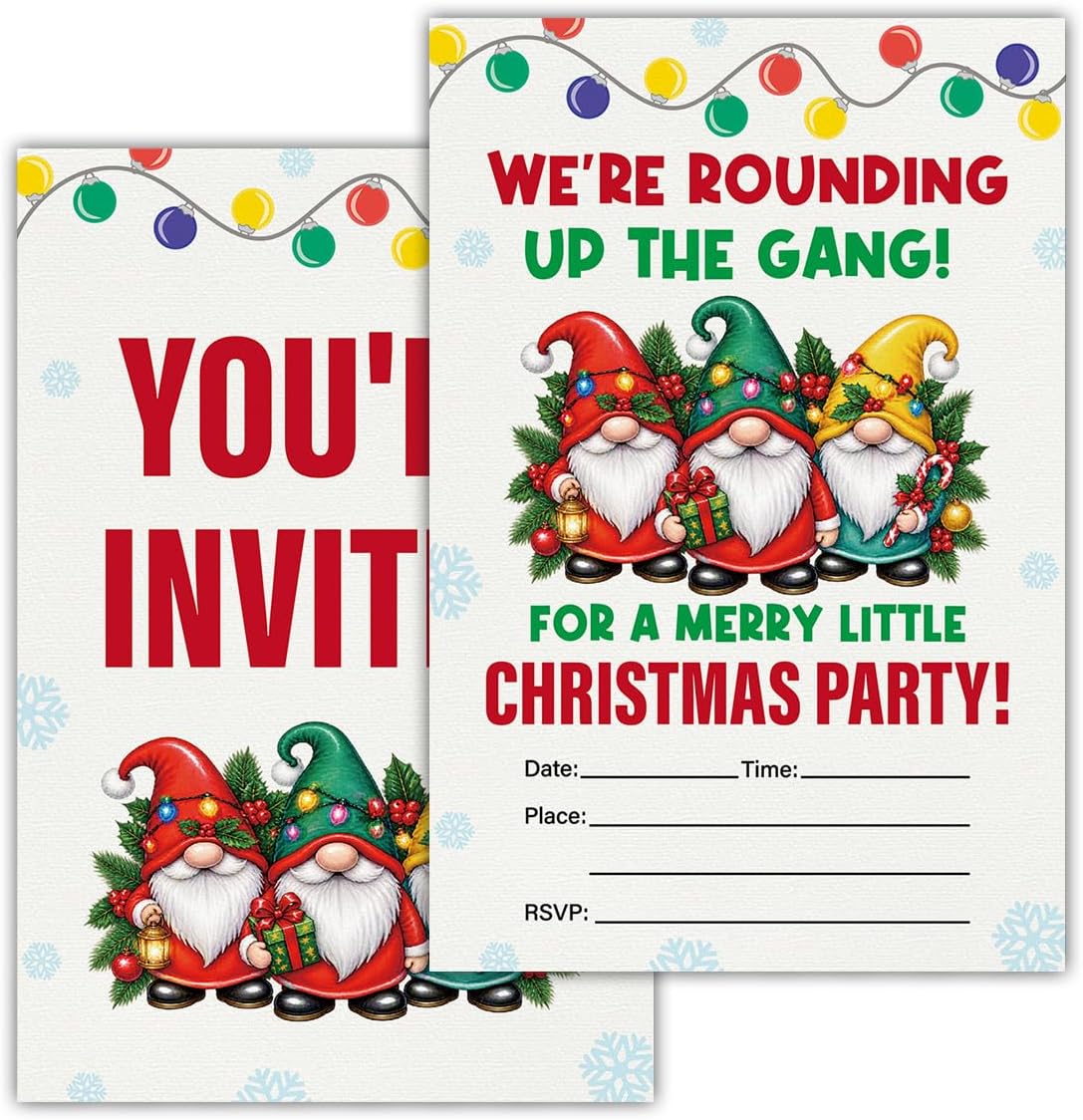 Christmas Party Invitations with Envelopes (Set of 20)