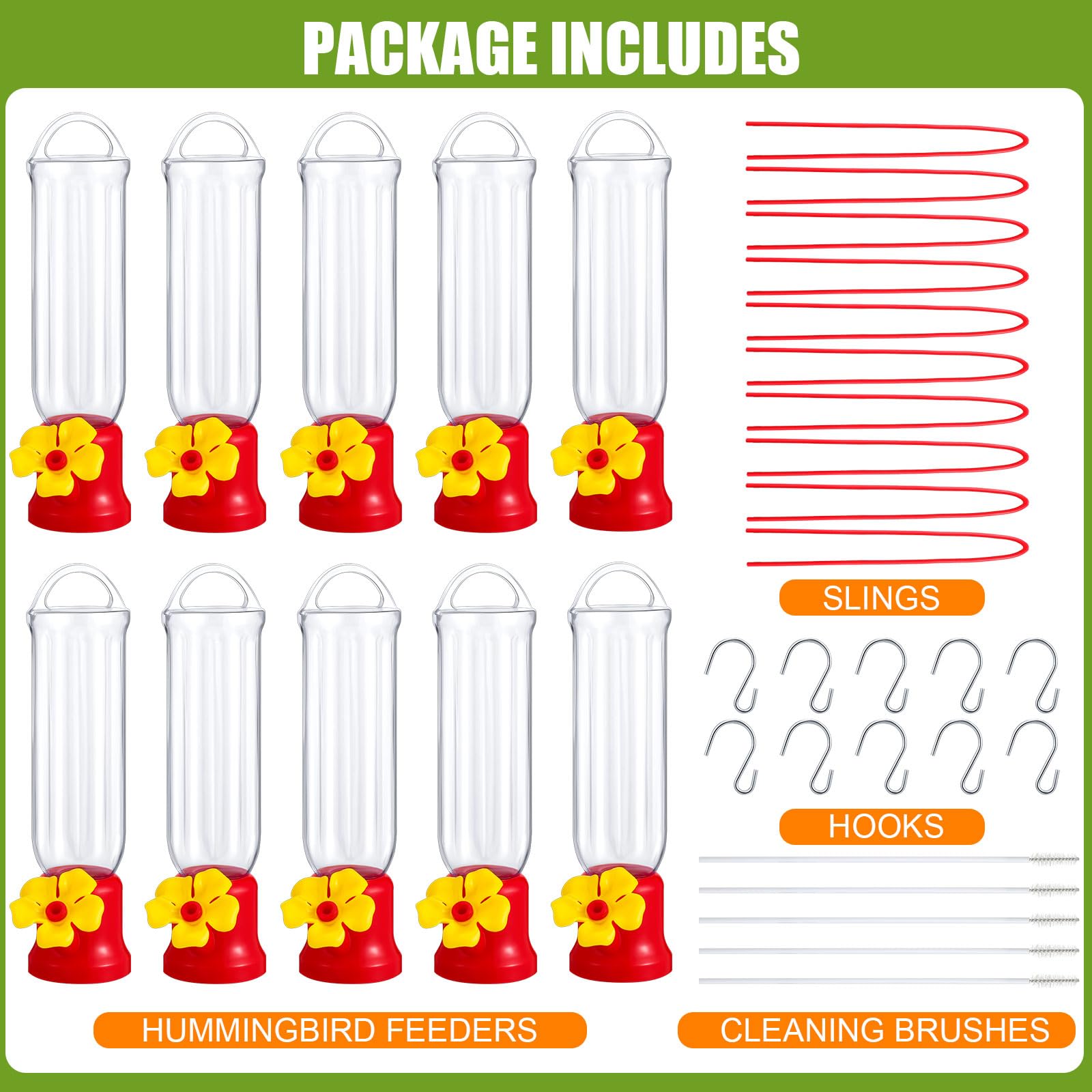 Amazon.com : Sunnyray 10 Pack Small Hummingbird Feeder for Outdoors Mini  Hummingbird Feeders with S Hook Cleaning Brush Plastic Single Hummingbird  Feeders for Outdoors Window Hanging : Patio, Lawn & Garden