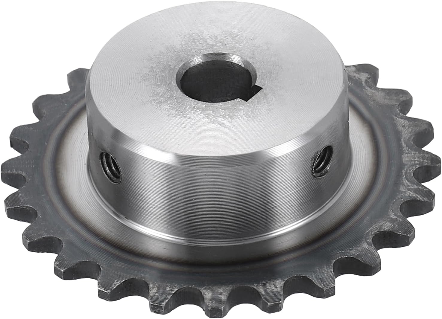 #25 Chain Roller Sprocket 8mm Bore 51.5mm OD, 24 Tooth C45 Carbon Steel ANSI #25 Roller Sprocket Round Hole without Surface Finished with 3x1.4mm Keyway for ISO 04C Chain