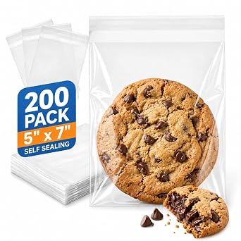 Quotidian 400 Count Clear Self-Sealing Cellophane Bags Bundle, 5 x 7 in and 5.5 x 7.5 in OPP Bags for Cookies, A7 Cards, Photos, Small Business