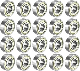 uxcell 698ZZ Deep Groove Ball Bearing Double Shield 698-2Z 1080098, 8mm x 19mm x 6mm Carbon Steel Bearings (Pack of 20)