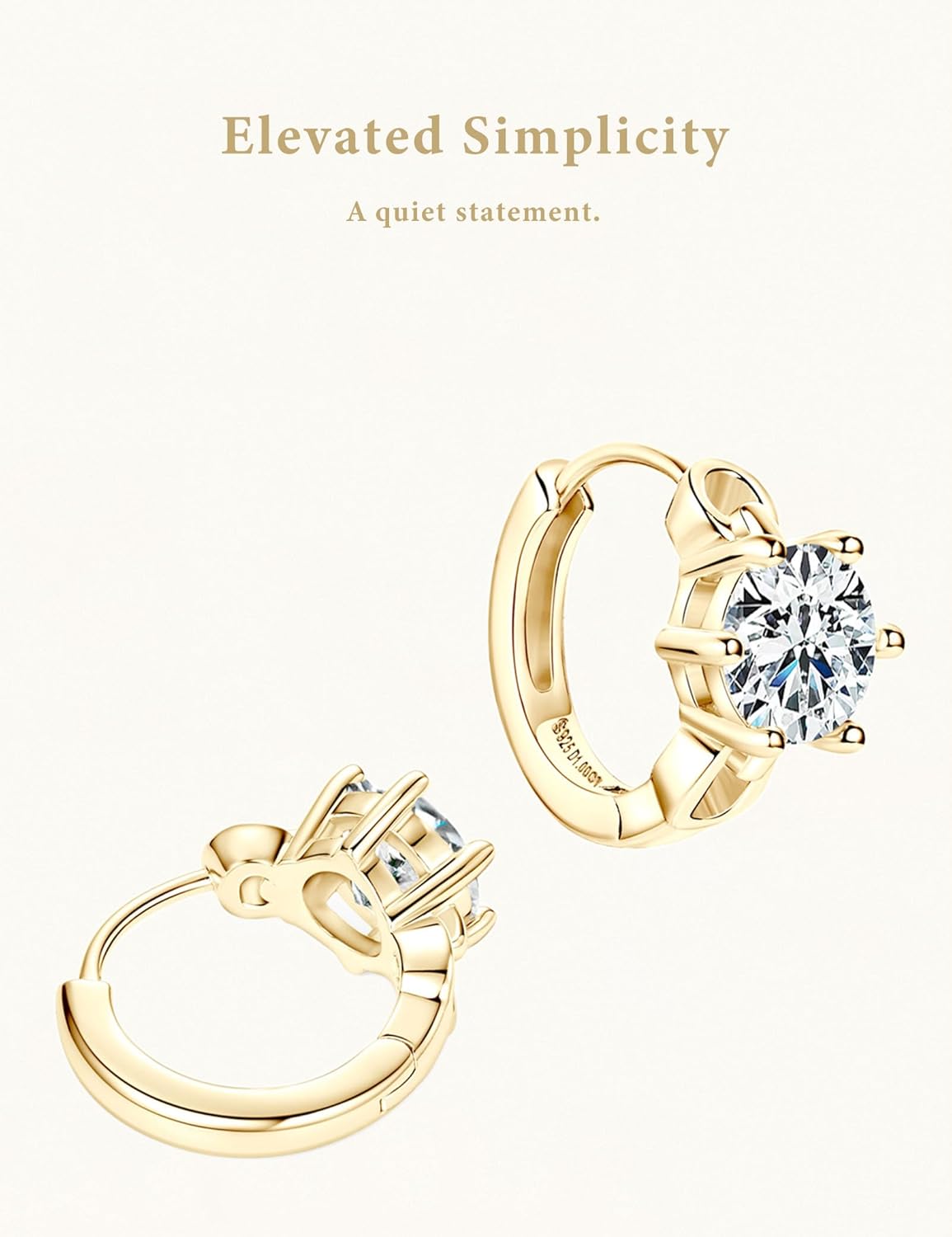 Moissanite Hoop Earrings for Women, 2 Carat per Pair, D Color Lab Created Diamond Alternative, Hypoallergenic 18K Gold Vermeil Sterling Silver | Fine Jewelry Gift for Her