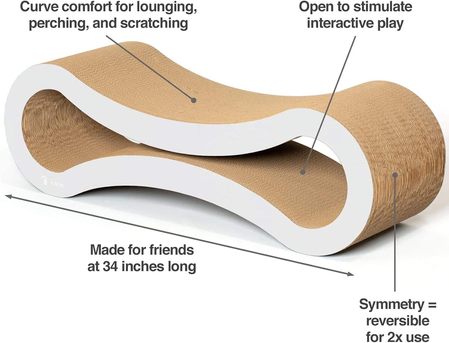 Cat Scratcher Lounge, Double Sided Infinity Scratcher Made of Recycled Corrugated Cardboard for Durability