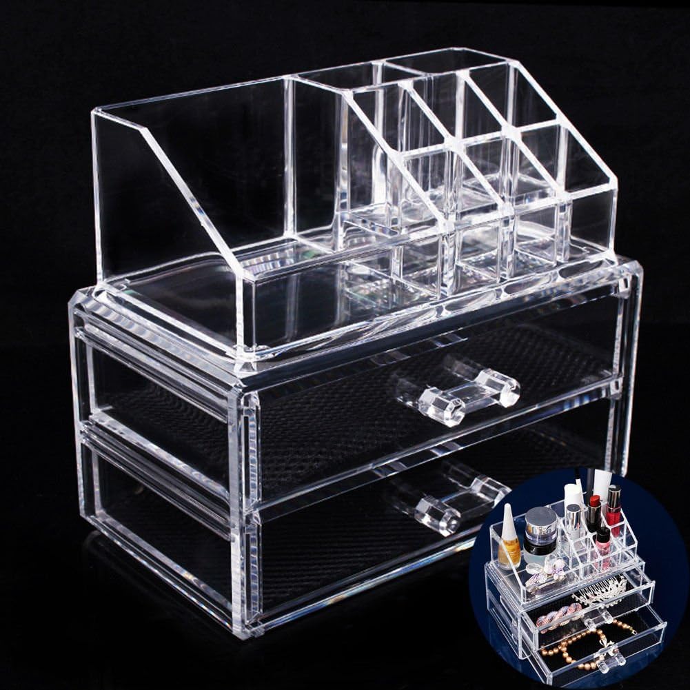 Clear Acrylic Makeup Cosmetic Organizer Drawer Case Storage Insert Holder Box