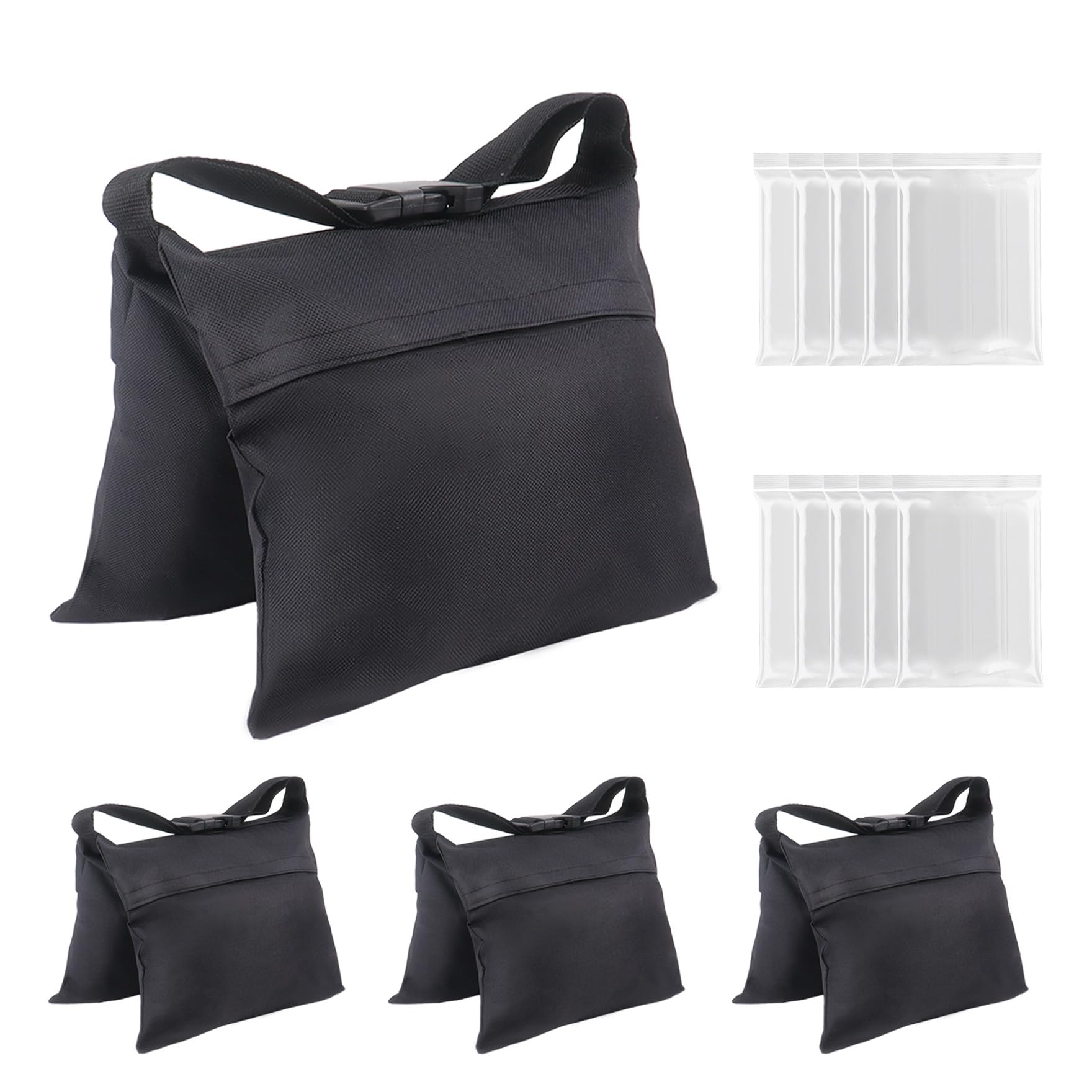 Klmnop 4 Packs Sandbags Weight Bags with 10 PE Bags for Photography Video Equipment, Heavy Duty Tripod Weight Sand Bags for Backdrop Stand, Light