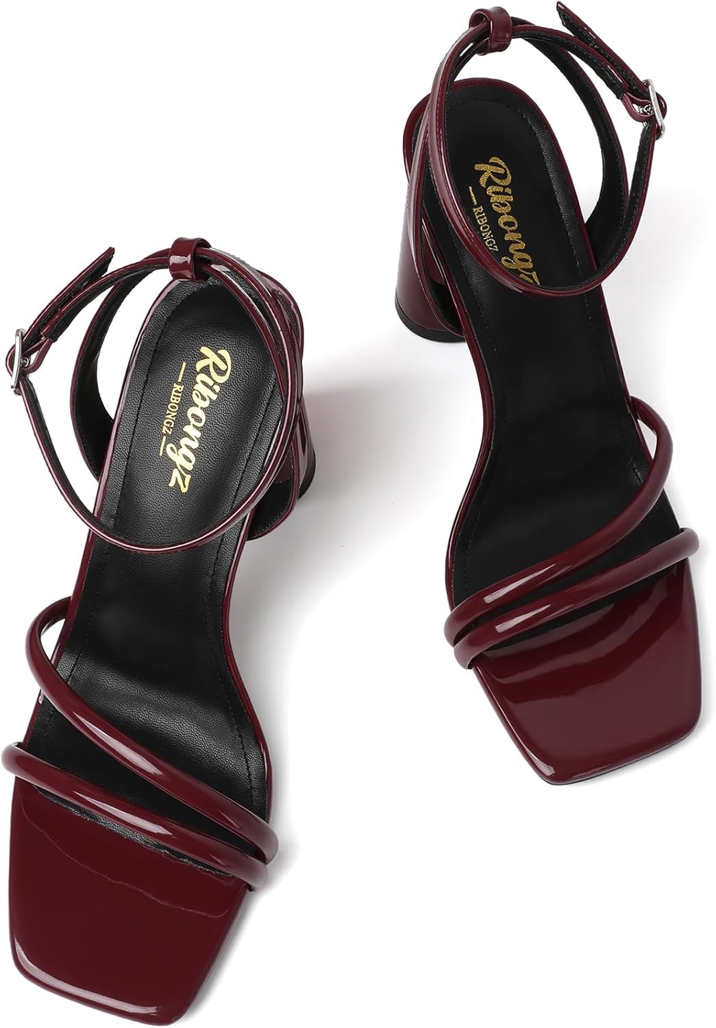 RIBONGZ Block Heels Prom Heeled Sandals for Women Chunky Square Open Toe Strappy High Heels Ankle Strap Wedding Bridal Shoes High Heel Sandals for Party Dress - Image 9