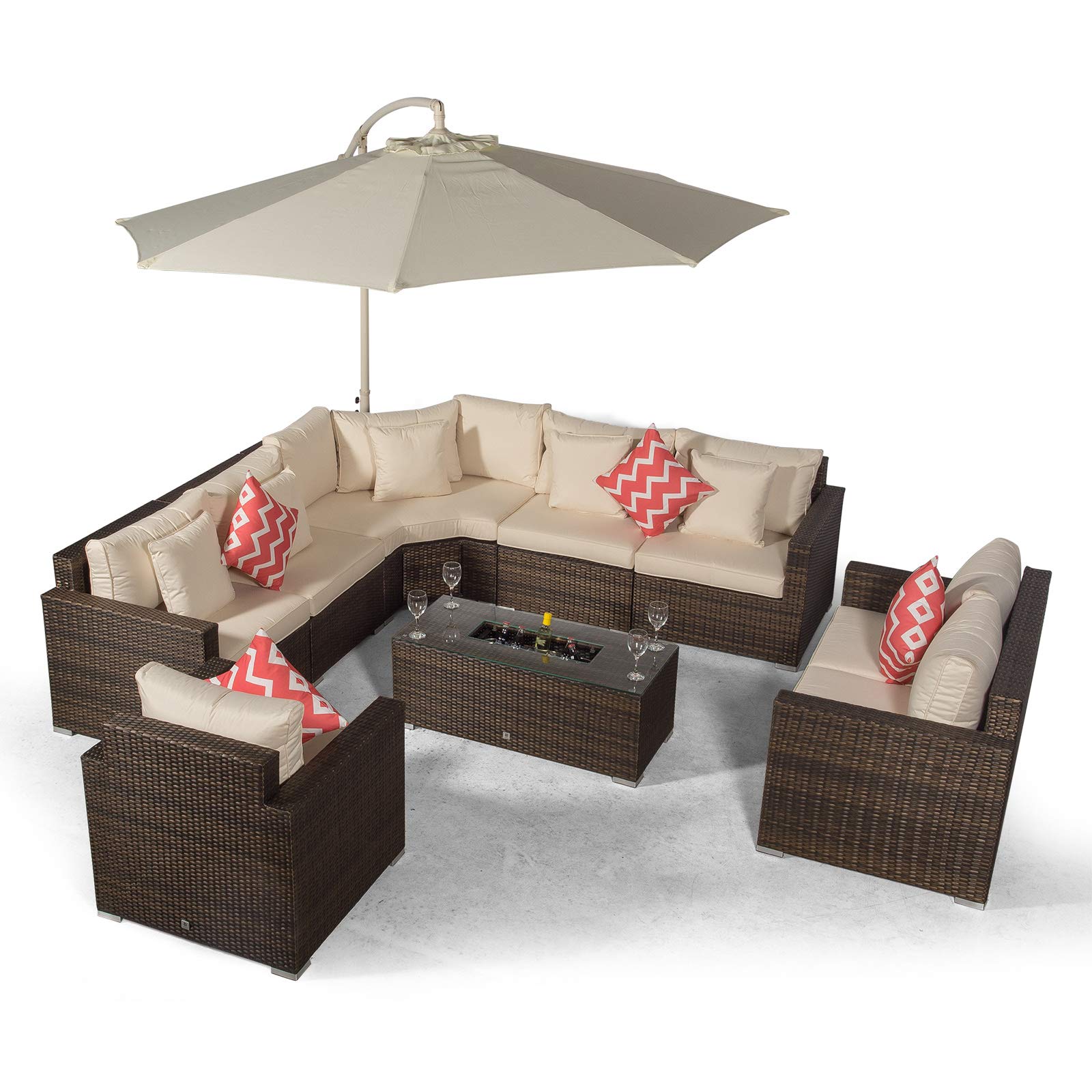 Buy Giardino Santorini 8 Seater Brown Rattan Corner Sofa Set + Armchair