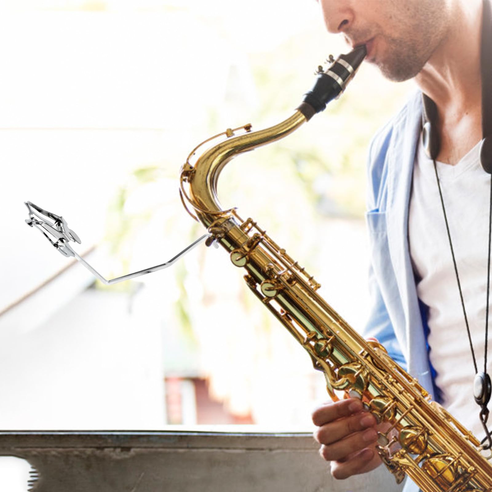 Abaodam Lyre de Plaquage Américaine pour Saxophone Baryton Plat, Clip Porte-partitions Antidérapant en Matériau Solide, Accessoire Musical pour Lecture et Pratique des Partitions