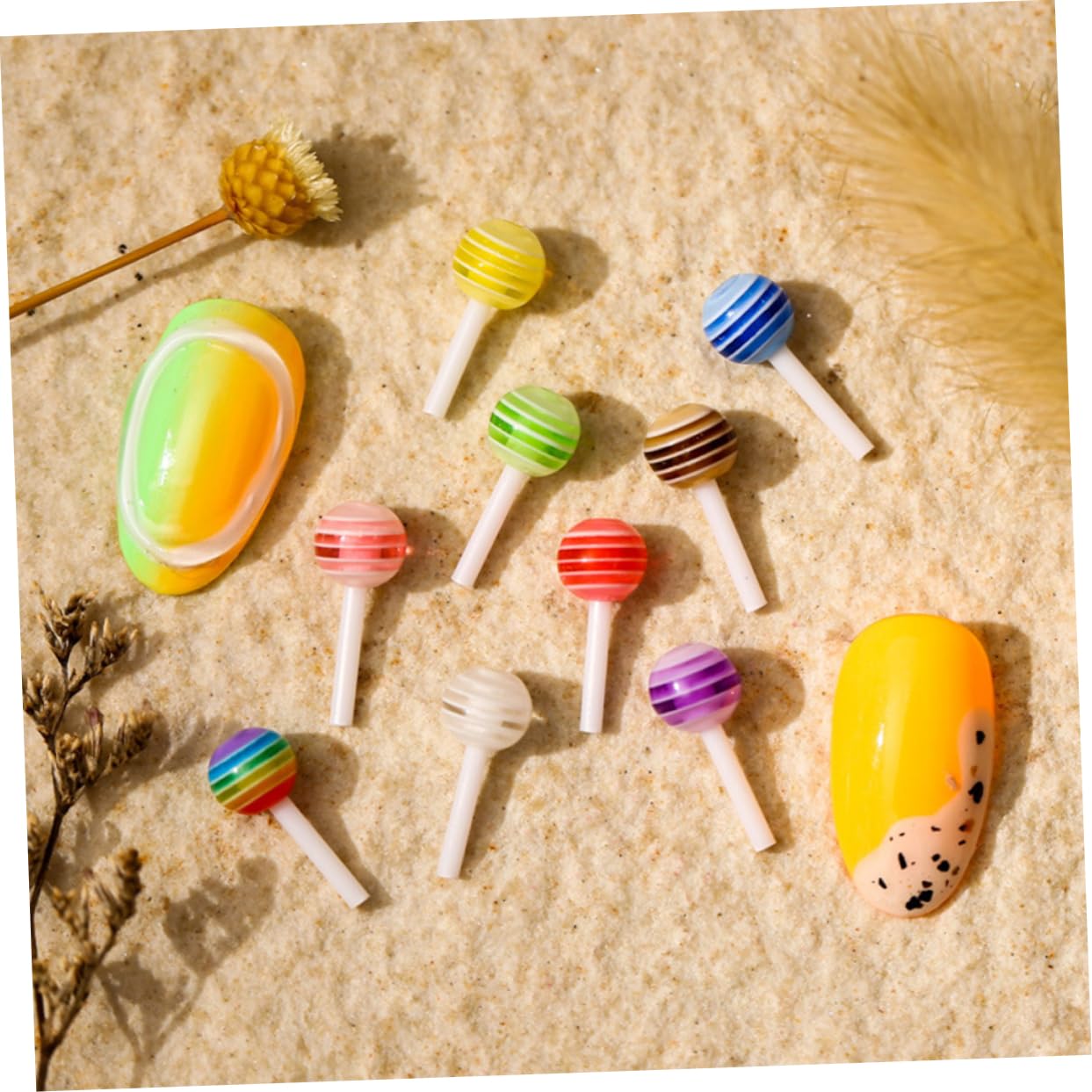 VICASKY Nail Charm Fashion Set 3D Lollipop Nail Art 100pcs Decor Easy DIY Manicure Kit